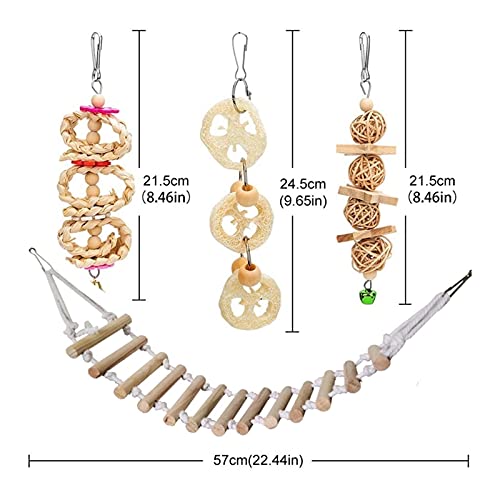 Vogelspeelgoed Praktische 8 Packs Bird Parrot Swing Hanging Toy, Natural Wood Bell Bird Cage Speelgoed voor papegaaien… - Afbeelding 4