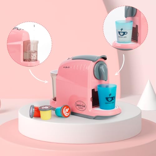 Miniatura 5 de Cafetera Juguete Caja Registradora,Juego Cafe Juguete Cafetera Juguete Con Sonido Y Agua,Cafetera Infantil,Juego De Rol,Regalos Para Niños Y Niñas Mayores De 3 Años En Navidad Y Año Nuevo Rosa
