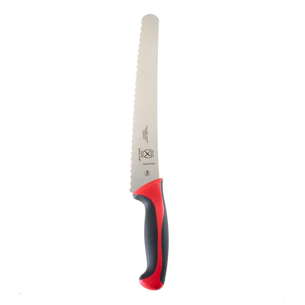 Mercer Culinary Millennia Color - Coltello da pane con manico ondulato, 25,4 cm, colore: Rosso
