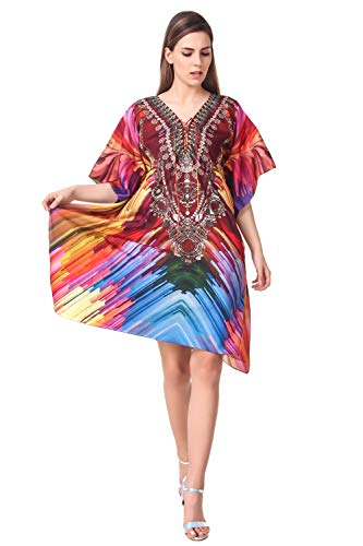Image of RAVI RAJORIA Georgette Digital Printed Beach Wear Kaftan Blue Free Size R800 | Multi Color 2