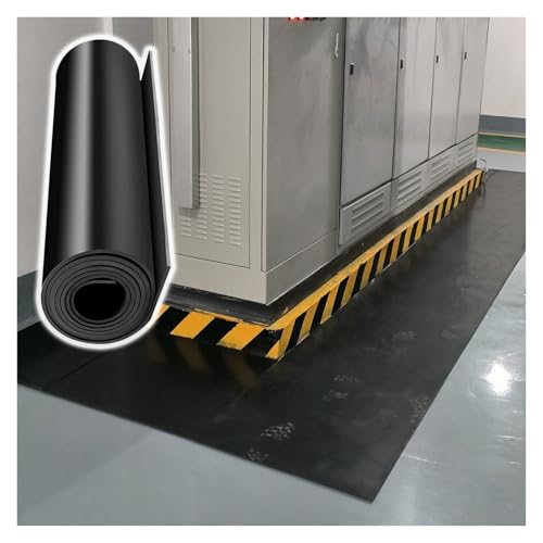 Insulating Rubber Mats Sheet Roll, High Voltage 4 6 8 10 15 25 35 KV Solid Strip for Substation Workshop Gaskets, Cuttable Insulated Electrical Safety Protection Pad(LxWxT 25' x 3.3' x 5/64