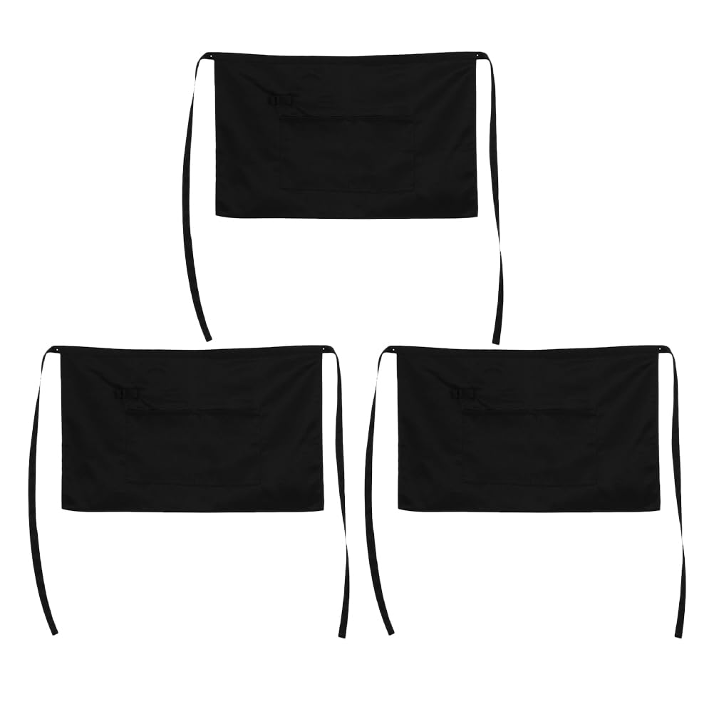 3 Stück Halbe Kochschürzen aus Polyester in Schwarz