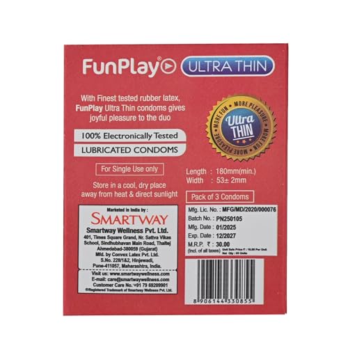 Image of FunPlay Chocolate Flavoured Dotted Condoms - 3 Pcs | Extra Dotted for Enhanced Pleasure | Smooth Lubricated Premium Latex Condoms for Men | Travel-Friendly Pack