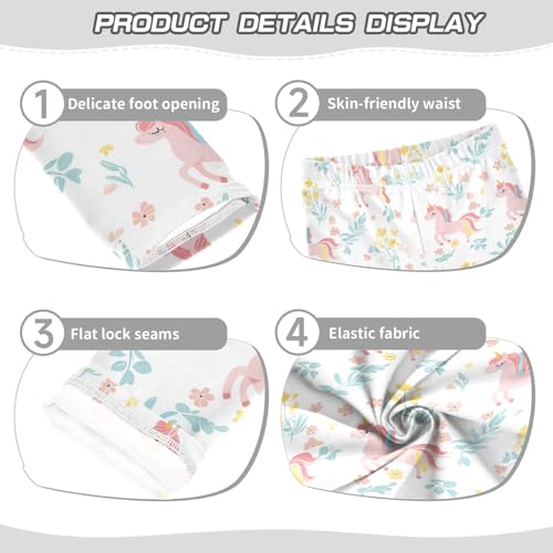 Cute Unicorns Girls' Leggings Toddler Doodles Flower Kids Yoga Pants Dance Active Tights 4T3