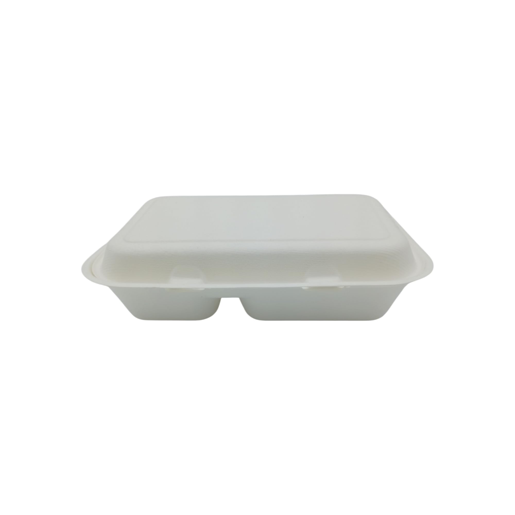 Générique 250 Boîtes à Repas Rectangulaires à 2 Compartiments en Fibre de Canne 25x15.5x4.8 cm, Coques Alimentaires Écologiques, Résistantes et Parfaites pour Restauration à Emporter