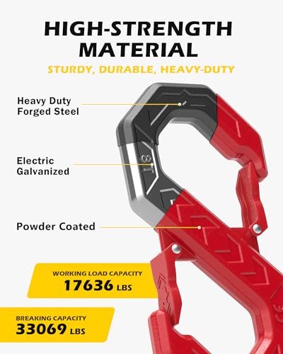 Image of 3 /8 inch Tow Hook, S-Shaped Winch Hook, 33,000lbs Breaking Strength, G80 Heavy Duty Forged Steel, Fast Connect Easy Release Winch Shackle Towing Hook for Trucks, SUVs, ATVs, Trailers, Red
