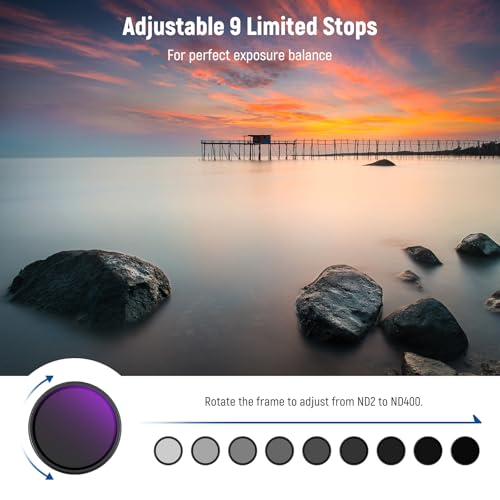 Filtro variable ND2-ND400 ajustable de 58mm con marco delgado Neewer 2