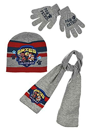 Preisvergleich Produktbild Paw Patrol Kids Mütze Schal und Handschuhe Set (Grau, 52 cm)