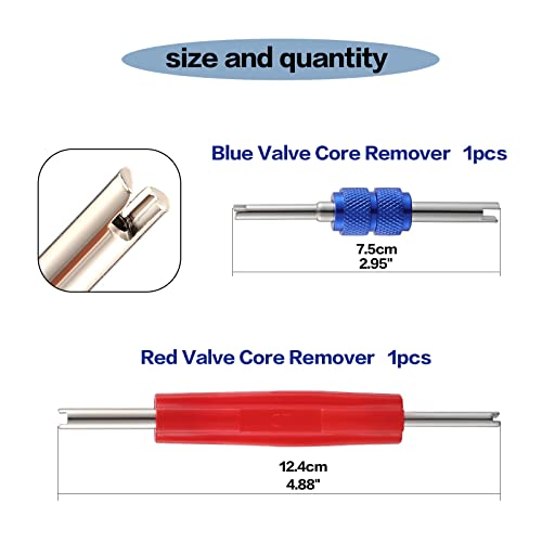 Ocr US_AIR004 102Pcs Car Air Conditioner Valve Core R12 R134A Automotive Air Conditioning Refrigeration Tire Valve Stem With Double Head Dual Dismantling Remover Tool Assortment Kit thumb #3