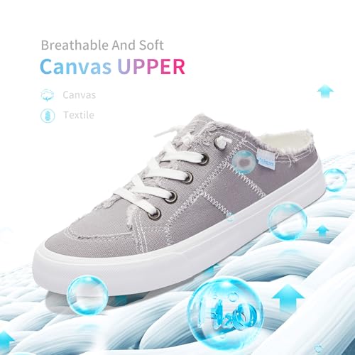 Image of Obtaom Women Canvas Mules Memory Foam Clipper Fashion Sneakers Comfortable Slip-On Mule Backless Holiday Shoes