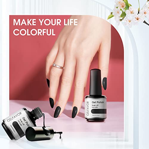 GELFAVOR UV Nagellack, Nagellack Schwarz Shellac Nagellack Nail Art Gel Politur 15ml – Bild 8