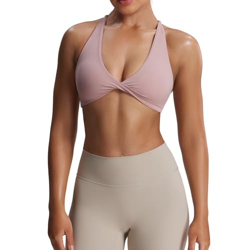 Image of Aoxjox Women's Workout Sports Bras Fitness Metamorph Sienna Twist Bra Yoga Crop Tank