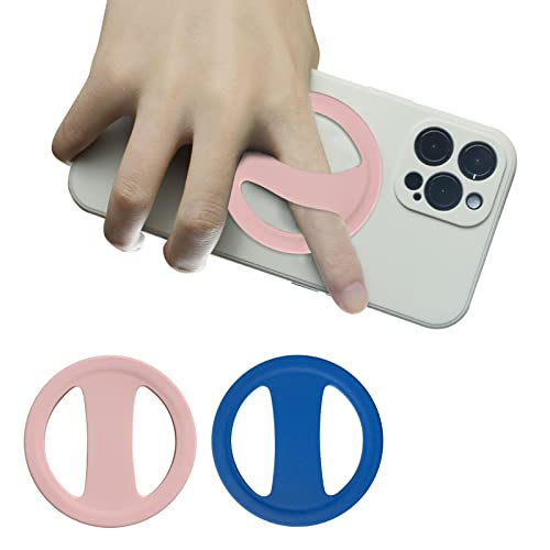 Phone Grip Elastic Silicone Phone Grip Strap 2022 Newest Cell Phone Holder for Hand Ultra-Thin Phone Strap Holder for Hand, Phone Finger Holder ,Phone Ring Grip, Phone Loop with 2 Pack (Blue+Pink)