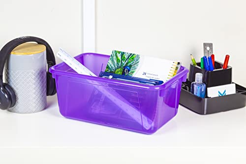 Image of Storex Small Cubby Bins - Plastic Storage Containers for Classroom, 12.2 x 7.8 x 5.1 inches, Candy Violet, 5-Pack (62478A05C)