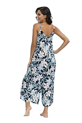 Image of BUENOS NINOS Women's V Neck Floral Maxi Dress Boho Printed Adjustable Spaghetti Strap Ethnic Beach Long Dress with Pockets