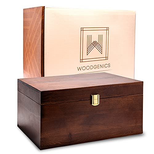 Wooden Gift Boxes - Large Memory Box For Keepsakes, Decorative Boxes With Lids, Wooden Box With Hinged Lid, Wood Boxes, Storage Box With Lid, Wooden Storage Box Wood Box With Lid (Chocolate Brown) #TOP1