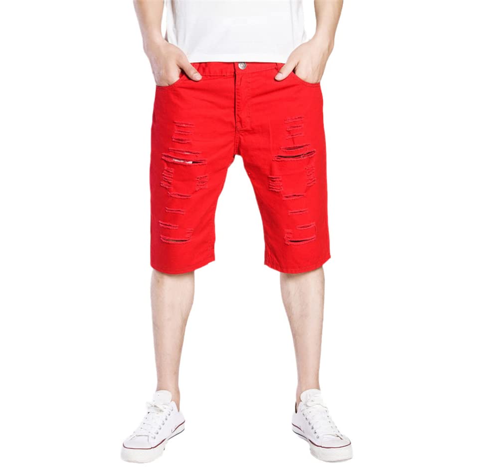 Short chino en jean pour des vacances dynamiques en KEHAIOO rouge 3XL