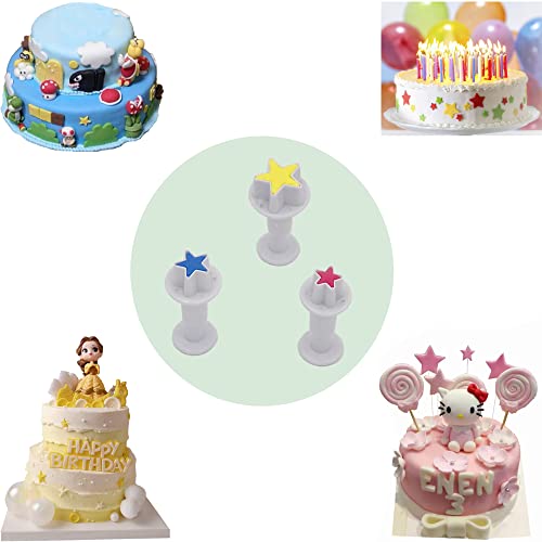 Star Mini Fondant Plunger Cutter Set Cake Cookies Cupcake Decorating Tool Diy Mold, 3-Pack,Small #TOP1