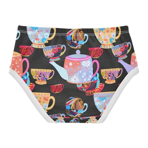 Colorful Teacups Teapots Floral Toddler Girls's Underwear 2T 202c12472