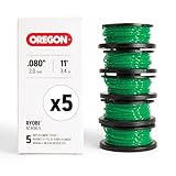 オレゴンプレフィルドトリマスプールライン リョービ用、AC80RL5に適合、Ryobi One+ 13インチトリマー(18V、24V、40V)に適合、オレゴンゲイターラインスクエアツイストスプール付き、0.08インチ、5パック