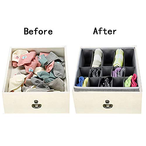 Dresser Drawer Organizer Divider, Foldable Underwear Clothes Storage bins Organizer for Bras,Ties,Belts,Socks, Set of 2
