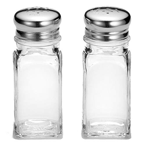 Square Salt and Pepper Shakers - Set of 2 - Tablecraft 154S&P Glass Salt Shakers