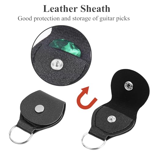 Image of Adjustable Guitar Strap Includes 2 Strap Locks & 2 Matching Picks & 1 Picks Holder & 1 leather Strap Button.