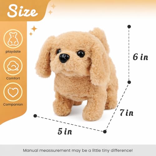 Image of Pandaworld Joyful Jogs Pup, Plush Golden Retriever Walking and Barking Puppy Dog Toy with Sound and wiggling Tail, Interactive Dog Toy for Baby Kids Children
