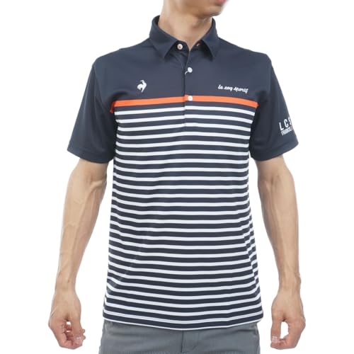 [ルコックスポルティフゴルフ] パネルボーダー柄半袖シャツ LG6SHS04M_NV00_LL