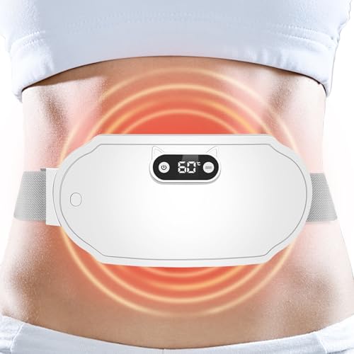 HOLDRUBY Portable Heating Pads Period Cramps: FSA HSA Eligible 6 Heat Levels and 6 Massage Modes Cramps Pain Relief Electric Cordless Menstrual Heating Pad for Back Pain & Cramps White