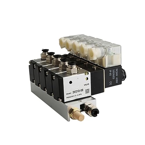 Électrovanne pneumatique 5 stations 3V210-08 DC24V avec silencieux et raccords instantanés 8mm