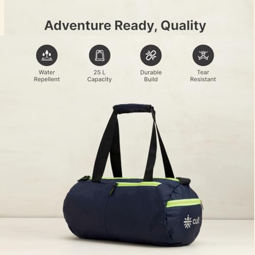 Image of Cult 20 Litre Gym /Duffle Bag for Men & Women - Water Resistant Travel Bag with Spacious Main Compartment, Side Mesh Pocket, Adjustable Shoulder Strap & Durable Zippers - Lightweight Sports Bag - Neon