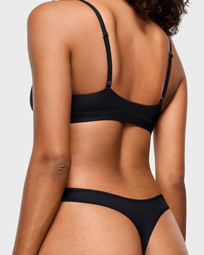 INLYRIC Women's Inbarely Soft Thong - No Show Sexy Panties Breathable V-waisted Ladies Underwear 3 Pack2