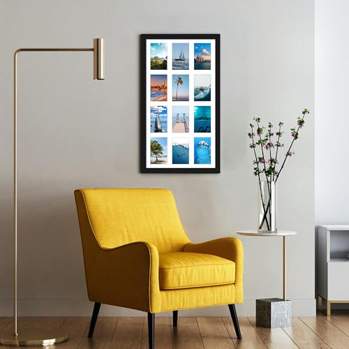 Image of DUENPY 14x26 Collage Picture Frame 4x6 Collage Picture Frame Displays Twelve 4x6 inch Photos Available Horizontal Wall Mounting Display and Vertical Black