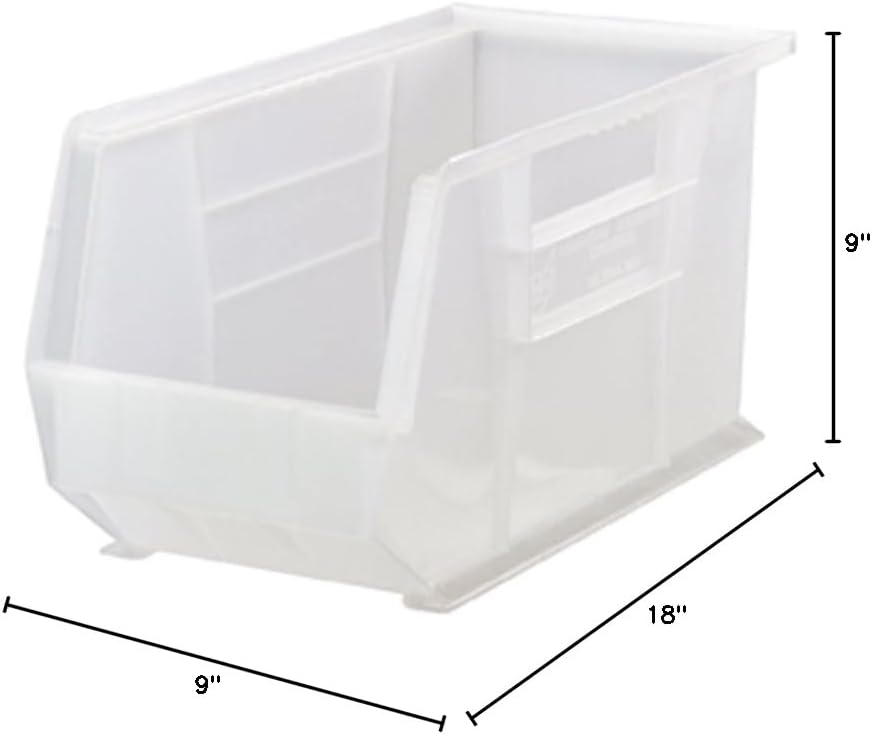 Quantum Storage QUS265 Ultra Stack and Hang Bins - 18" x 8-1/4" x 9" - 6 Pack