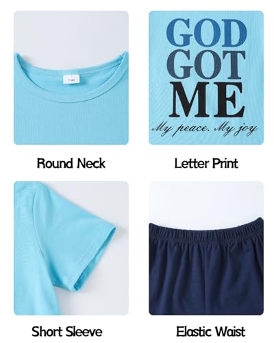 Image of Boys 2 Piece Outfits Short Sleeve Basketball Pattern T-Shirt and Shorts Summer Clothes for Kids 5-12 Years