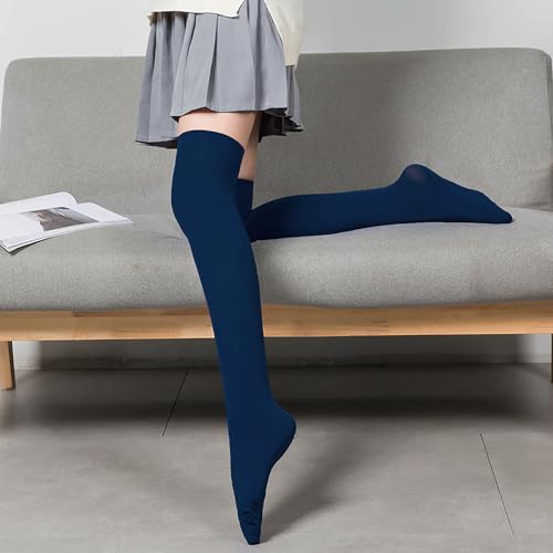 Image of Women's Opaque Stretchy Nylon Over Knee Thigh High Stockings Costume Socks