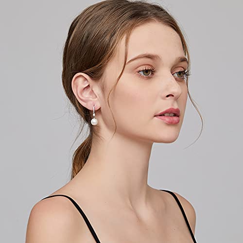 Jiamiaoi Pearl Dangle Earrings 925 Sterling Silver Pearl Earrings for Women 10mm White/Black Pearls4