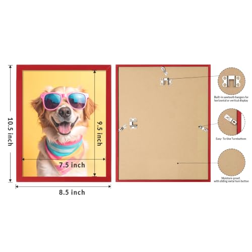 Image of LaVie Home 8x10 Picture Frame for Wall Display, 8x10 Red Picture Frame with HD Plexiglas, 8 x 10 Poster Frame 1 Pack, Display Frame for Vertical or Horizontal, Classic Collection