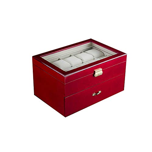 watch box Caja de Reloj de Madera Maciza de Abedul Caja de presentación de Almacenamiento con claraboya de Doble Capa Caja de colección de Relojes Madera seleccionada, sensación cómoda