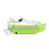 Adjustable Running Belt, Waterproof Fanny Pack with Water Bottles Zipper Pockets and Headphone Port Waist Bag,Hands Free Workout Waist Pack Fits iPhone X/8 for Running Hiking Cycling Climbing,Green