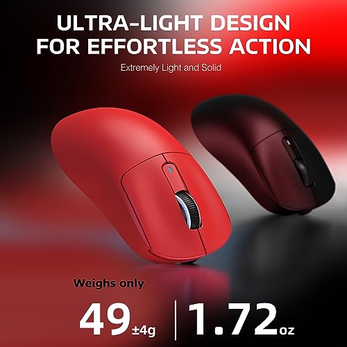 Image of ATTACK SHARK X3 Lightweight Wireless Gaming Mouse with Tri-Mode 2.4G /USB-C Wired /Bluetooth,26K DPI, PAW3395 Optical Sensor,Kailh GM8.0 Switch,5 programmable Buttons for PC /Win /Mac(Red)