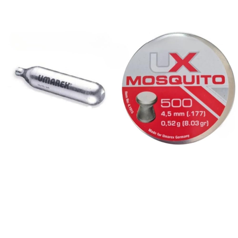 5 BOMBOLETTE CO2 Soft Air Gas 12G per Pistola CO2 CON 500 PALLINI PIOMBINI mosquito CAL 4 5 4,5 4.5