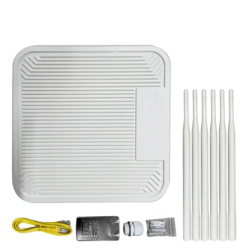 Domary Enrutador Inalámbrico de 3000M con 6 Antenas de Alta Ganancia Doble Banda 5 Modos Señal Internet para Interiores y Exteriores IP67 Resistente a la Intemperie (Enchufe Europeo)