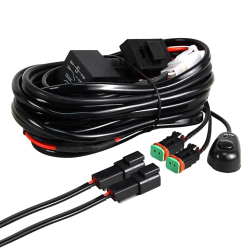 RIGIDON Impermeable Kit de cableado de luz antiniebla, 12V DC 40A 16AWG 2 lead Conector DT Arneses de cableado arnés de encendido/apagado para barra led 4x4, faro trabajo led (Model D)