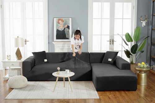 Housse de canapé extensible noire pour salon cocooning - 3