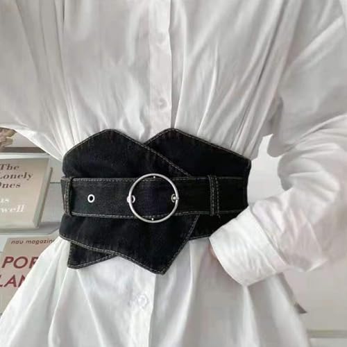 Denim Waist Belt Casual and Versatile Fashion Wide Belt Waist-Tightening Decorative for Outer Shirt and Dress3
