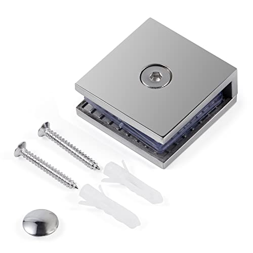 Ranbo 304 Stainless Steel 0 Degree Square Frameless Glass Clamp Connector/Shower Door Fixed Panel/Glass-To-Glass Corner Clamp,For 5/16 To 1/2 (8 To 12 Mm) Glass Thickness, 2-Pcs Chrome … (0 Degree) #TOP1