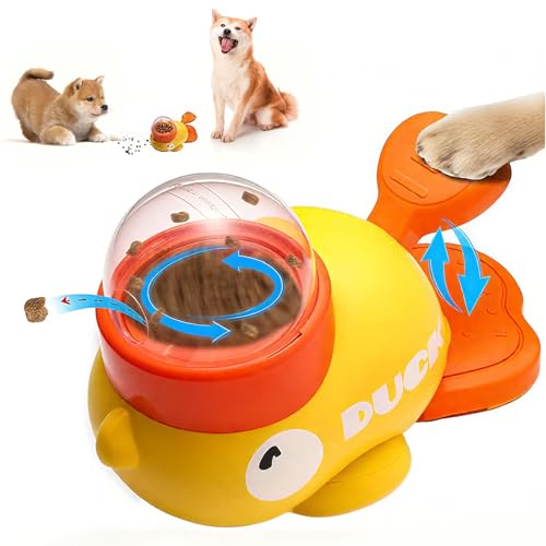 自動給餌器 知育おもちゃペットフィーダーストレス軽減 インタラクティブおもちゃ犬猫 イヌネコABS樹脂 特殊抗菌コーティング 洗えるお手入れ簡単 滑り止めマット付き簡単清掃 分解しやすい 誤飲防止 可愛い イエロー