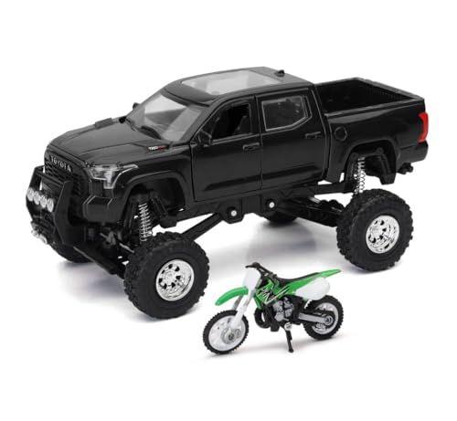 Modelo a escala 1:32 Toyota Tundra con moto Kawasaki miniatura 1
